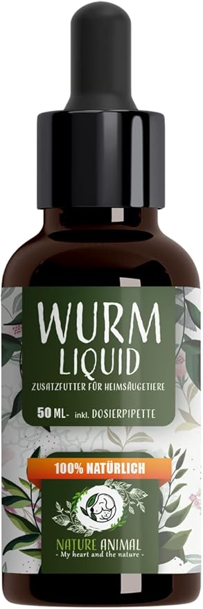Nature Animal® Worm Liquid for Dogs & Cats - The Natural Way for Deworming - Liquid Worm Treatment High Dosage, Vegan Oil with High Quality - for the Love of Your Four-Legged Friend