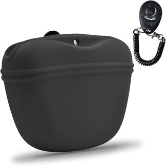 AUDWUD Silicone Dog Food Bag, Portable Training Container with Clip, Practical Magnetic Closure