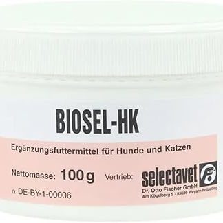 Selectavet Biosel-HK Powder, 100 g, Supplementary Feed for Dogs and Cats, Supports Natural Skin and Hair Growth, Contains Biotin and Zinc