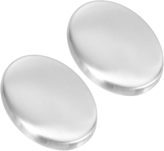 Garneck 2 x Deodorising Soap Metal Soaps for Home Soaps Made of Stainless Steel Odour Removing Soap Hand Cleaning Soap Soap Pieces Odour Absorbing Soap Silver Stainless Steel
