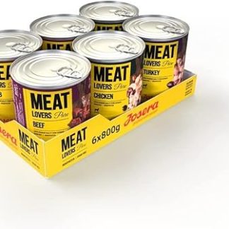 JOSERA Meat Lovers Pure Multipack (6 x 800 g) | Adult | Premium Wet Food for Adult Dogs | 4 Different Varieties | High Meat Content (68%) | Grain-Free | Wet Dog Food | Pack of 6