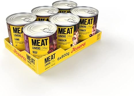 JOSERA Meat Lovers Pure Multipack (6 x 800 g) | Adult | Premium Wet Food for Adult Dogs | 4 Different Varieties | High Meat Content (68%) | Grain-Free | Wet Dog Food | Pack of 6