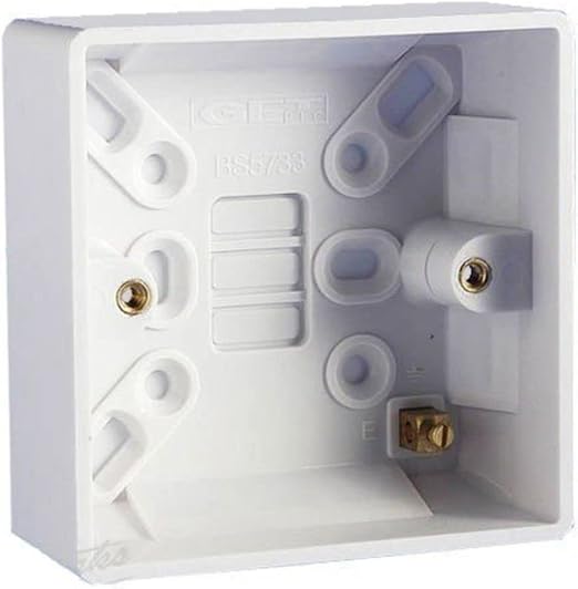Bulk Hardware BH05888 Moulded Surface Pattress Box 1-Gang Single, 25mm (1 inch) Depth - White, Pack of 2
