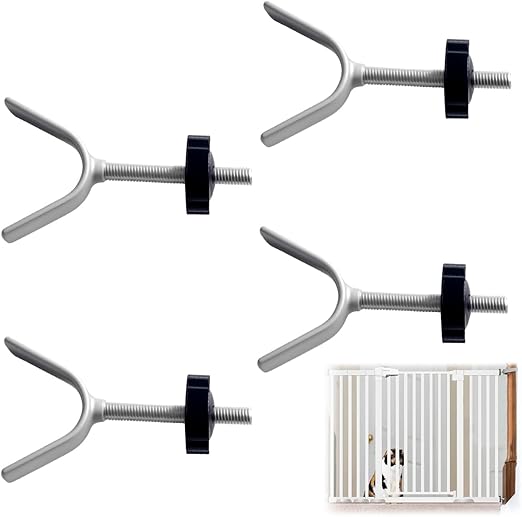 Xyvor Pack of 4 Y Spindle for Stair Safety Gate, No Drilling, Y-Spindle Pressure Screws M10, Stair Gate Pressure Screws, Y-Shaped Adapter for Baby Gate, Nursery Guard, Railing (Black)