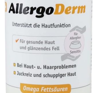 Anibio AllergoDerm 150 g Skin & Coat Care Powder for Dogs and Cats - Supplementary Feed for Itching, Flaky Skin & Hair Loss - Grain-Free, with Linseed, Herbs & Omega Fatty Acids