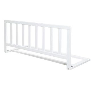 roba Bed Safety Gate 90 cm Length Made of Solid Wood, Safe Fall Protection for Babies and Children from 18 Months, Easy Assembly without Drilling, Height 38 cm, Foldable with Extra Safety, White