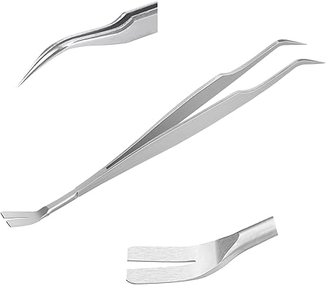 Nutabevr 2 in 1 Professional Stainless Steel Tick Tweezers, Easy to Remove Ticks of Any Size, Tick Remover, Tick Tweezers and Tick Hooks, Reliable and Easy to Use, for Humans, Dogs, Cats