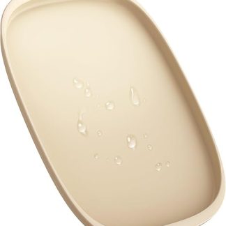 FEELNEEDY Bowl Mat for Dogs and Cats, Non-Slip Pet Feeding Mat with Raised Edge to Prevent Leaks, High-Quality Silicone Mat, Easy to Clean (45 cm x 30 cm, Beige)