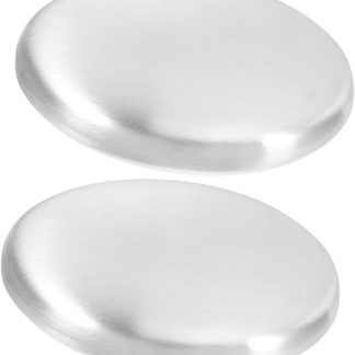 SHOWERORO 2 Pieces Stainless Steel Soap Kitchen Bar Odour Remover Gadget Tools Kitchen Supplies Kitchen Odour Absorber Soap Metal Soap Bar