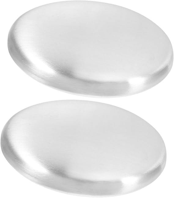 SHOWERORO 2 Pieces Stainless Steel Soap Kitchen Bar Odour Remover Gadget Tools Kitchen Supplies Kitchen Odour Absorber Soap Metal Soap Bar