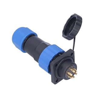 Waterproof Socket, 4-Hole Mounting Aviation Power Plug, AC 380 V, Good Conductivity, Oxidation Resistant for Communication for Electronic Devices (6 Core)