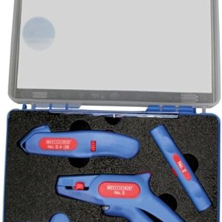 WEICON Professional Starter Kit 4 – teilig| Removal Toolkit for Car House Installation Wire Stripper No. 5 Coax Stripper No. 2 Cable Knife No. s 4-28 Rundkabelstripper No. 13 | Stripper | Entmanteln | Case | TÜV/Blue/Red/100% Made in Germany