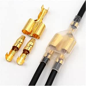 LTRAJUYNH 100 Sets Double Spade Connector 2 to 1 Motorcycle Wire Splice - for 4 mm Crimp Terminal Heat Shrink Butt Diameter