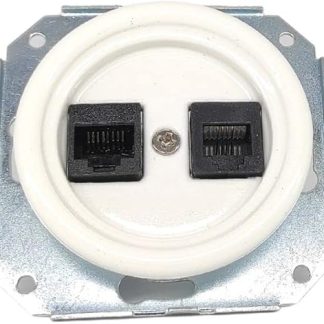 RJ11-RJ45 Plug Socket in White Porcelain