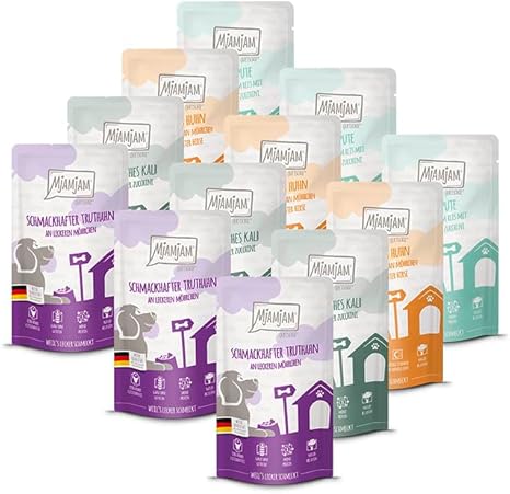 MjAMjAM - Delicious Meal Mix Pack III for Your Dog, Pack of 12 (12 x 125 g), Grain-Free