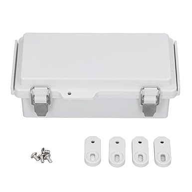 Weatherproof Electrical Box IP67, ABS Stainless Steel Junction Box for Outdoor/Indoor/DIY, 100 x 200 x 70 mm Enclosure with Brackets and Screws