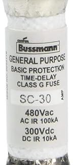 Bussmann Midget Cartridge Fuse Time Delay 30A 480V Tube (Pack of 3)