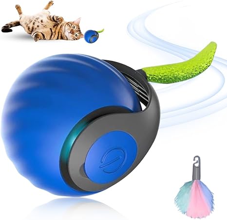GMTEO Cat Ball, Interactive Cat Toy, Electric Magic Dog, Toy to Keep Dog Busy, Ball, Intelligent Automatic Rolling Ball for Cats and Dogs (Blue, 1 Piece)