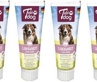 Tubi dog Delikatess Liver Sausage from a Tube for Dogs | Pack of 4 | 4 x 75 g | Practical Soft Touch Tube | Sugar-Free Fat Reduced Snack Paste without Preservatives