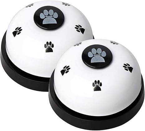 nuoshen Haokey 2 Pieces Training Bells for Pets, Dog Doorbell Dog Bells for Potty Cat Training, Potty Training Communication Device with Large Button (White)