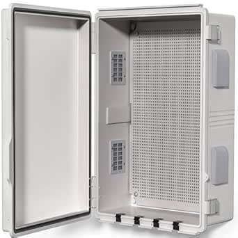 ANIMACYN Electrical Junction Box, Vented Design, Cable Grommet, Indoor/Outdoor with Mounting Plate and Flip Cover, Waterproof IP 65 (Grey Cover, 50 x 39.9 x 20.1 cm)