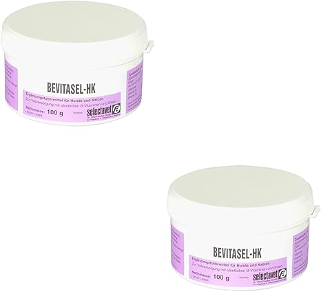 Selectavet Bevitasel HK for Dogs and Cats, Double Pack, 2 x 100 g, For Full Supply of All B Vitamins and Iron, Supplementary Feed in Powder Form