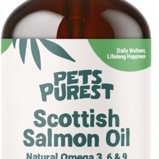 Pets Purest Scottish Salmon Oil For Dogs, Cats, Horses, Ferrets & Pets | 100% Pure Premium Food Grade | Natural Omega 3, 6 & 9 Supplement | Promotes Coat, Skin, Joint and Brain Health