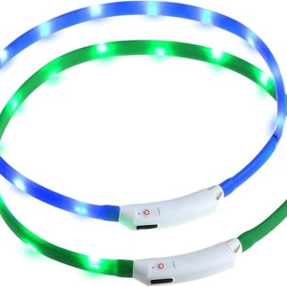 Zacro Illuminated Dog Collar, Pack of 2, USB Rechargeable and Adjustable Dog Collar with 3 Lighting Modes for Dogs and Cats
