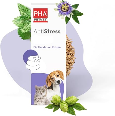 PHA Antistress Drops, Natural Calming Agent for Dogs & Cats, for New Year's Eve, Car Trips, Veterinarian & Alone, for Calming, Relaxing & Anti-Stress for Dogs & Cats