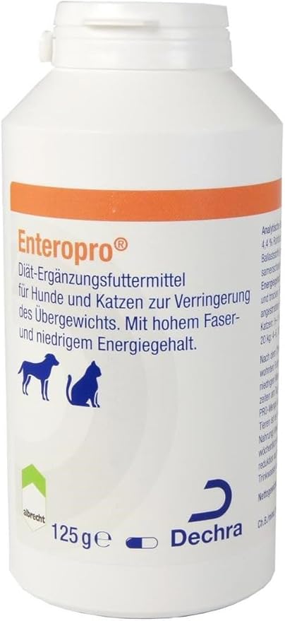 Dechra Enteropro Plantain Seeds, 250 Capsules, Diet Supplementary Feed for Dogs and Cats, Can Help Reduce Obesity, With High Fibre Content