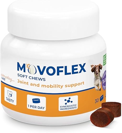 Movoflex Soft Chews | Pack of 30 | For Dogs from 15 kg to 35 kg | Supplementary Feed to Support Joint Health | To Maintain Joint Structures | With Hyaluronic Acid