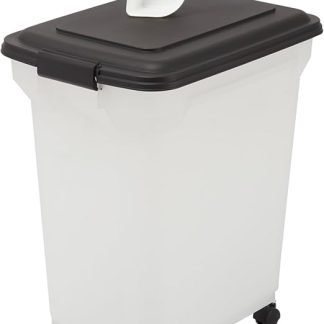 Iris Ohyama ATS-L Dog Food Storage with Wheels, 45 L/15 kg, Black, Airtight Food Box, Dry Food, Food Container, for Dogs, Cats, Pet Food Container, Shovel, BPA-Free, Food Bin, ATS-L