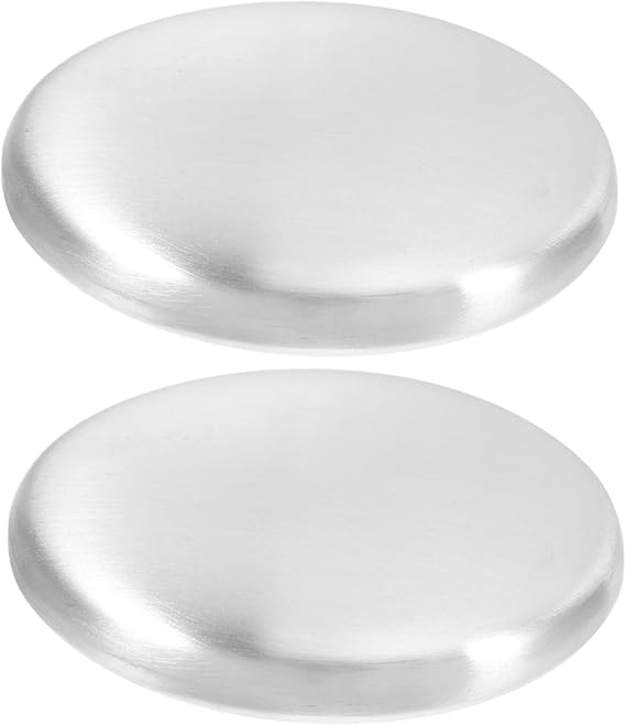Pack of 2 Deodorising Soap Odour Remover Stainless Steel Soap Metal Soap Kitchen Soap Against Odours Soap Piece Made of Metal Stainless Steel Silver