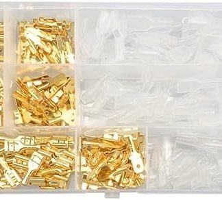 YobiLife Gold Crimp Terminal Connector Set 315 Pieces with Pliers, Cold Press Brass Electrical Wire Connectors, Assorted 2.8/4.8/6.3 mm, Insulated Waterproof Sleeves for Reliable Wiring