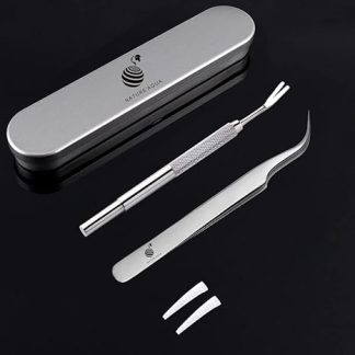 Jiemo Professional Stainless Steel Tick Remover Tweezers, for Cats/Dogs/Humans, Premium Set Incl. 1 x Tick Remover Tweezers, 1 x Tick Card Spade, 1 x Iron Case