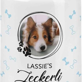 GRAVURZEILE Large Treat Tin - Photo Motif - Personalised with Photo and Name - Gift for Dogs and Cats - For Hygienic Storage of Dog Biscuits and Treats - For Pet Owners - Dog