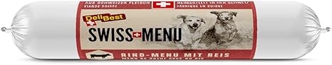 DeliBest Swiss Menu Beef Menu with Rice, Wet Food for Dogs Made from 100% Swiss Beef, Gluten-Free & No Other Additives, High-Quality Adult Dog Food, 200 g Dog Sausage