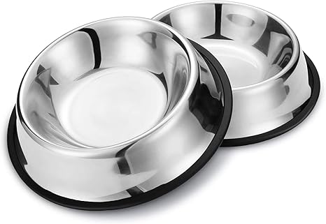 Nobleza - Pack of 2 Stainless Steel Dog Bowls, Feeding Bowls, Dog Water Bowl for Medium/Large Dogs, Non-Slip Stackable Pet Dishes, Pet Feeding Bowl for Dogs 22.5 cm