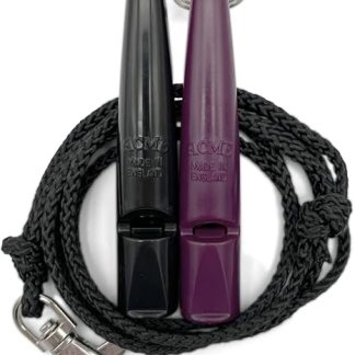 ACME Dog Whistle No. 211.5 with Whistle Band | Double Pack | 2 Whistles Including 2 Bands | Ideal for Recall - Loud and Far-reaching (Black + Purple)