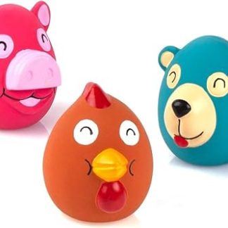 Chiwava Pack of 3 2.6 Inch Squeaky Latex Dog Toy Cute Animals Face Interactive Game for Small Dogs