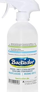 Bactador Spray & Mixing Bottle for Enzyme Cleaner – Supplement to Odour Remover & Stain Remover Concentrate – Spray Bottle without Contents – With Practical Marking for the Right Mixing Ratio