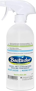 Bactador Spray & Mixing Bottle for Enzyme Cleaner – Supplement to Odour Remover & Stain Remover Concentrate – Spray Bottle without Contents – With Practical Marking for the Right Mixing Ratio