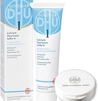 DHU Schüßler Salt No. 1 Calcium Fluoratum D4 - Минеральная соль соединительной ткани, суставов и кожи - Оригинальная мазь, 50 г в футляре для таблеток