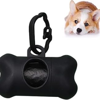 ZENVALY Dog Waste Bag Dispenser, Portable Waste Bag Dispenser for Hanging Dog Waste Bags, Bag Dispenser for Attaching to the Dog Lead with 1 Roll, Leak-proof Dog Waste Bags, Black