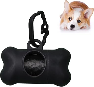 ZENVALY Dog Waste Bag Dispenser, Portable Waste Bag Dispenser for Hanging Dog Waste Bags, Bag Dispenser for Attaching to the Dog Lead with 1 Roll, Leak-proof Dog Waste Bags, Black