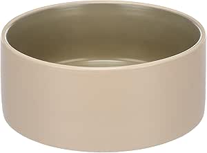 Ceramic Dog Bowl - Dog Bowl Medium Dogs - 800 ml - Non-Slip & Stylish - Beige & Green - Flamingo Anca