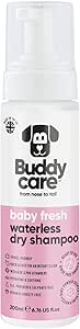 Buddycare Waterless Dry Shampoo for Dogs (200 ml) - Baby Fresh Scent, Sensitive Skin, Natural Dog Dry Shampoo without Rinse, for Clean & Fresh Coat, All Breeds & Sizes