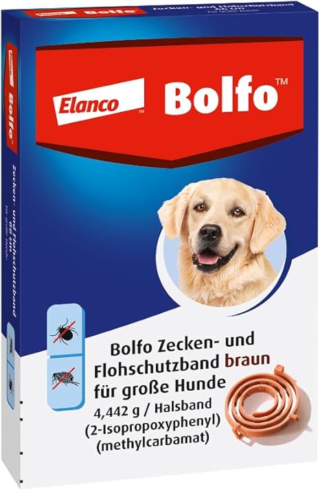 Elanco Bolfo Tick and Flea Collar for Large Dogs - Tick Collar for Long-Lasting Tick and Flea Protection - Flea & Tick Remedy for Dogs in Powder Shape on the Collar