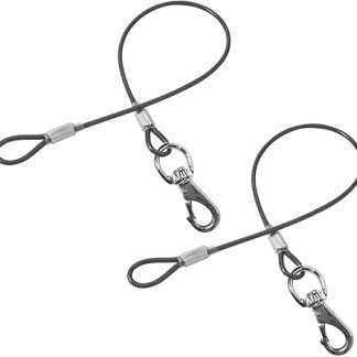 Mi Metty Pack of 2 Dog Lead Extension Rope Chew Resistant Metal Cable Lead, Heavy Duty Training Lead Large Medium Dogs (Black + Black, 20 inch/50 cm)