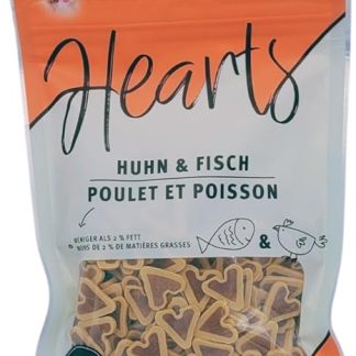 Bubimex - Hearts Chicken & Fish - Dog Treats - Low Fat - Ideal and Tasty Rewards - 100g